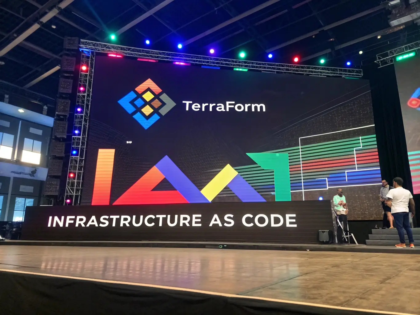 An image depicting Infrastructure as Code (IaC) with code snippets and cloud infrastructure diagrams, emphasizing the automation and consistency of infrastructure provisioning. The image should convey a sense of control and scalability.