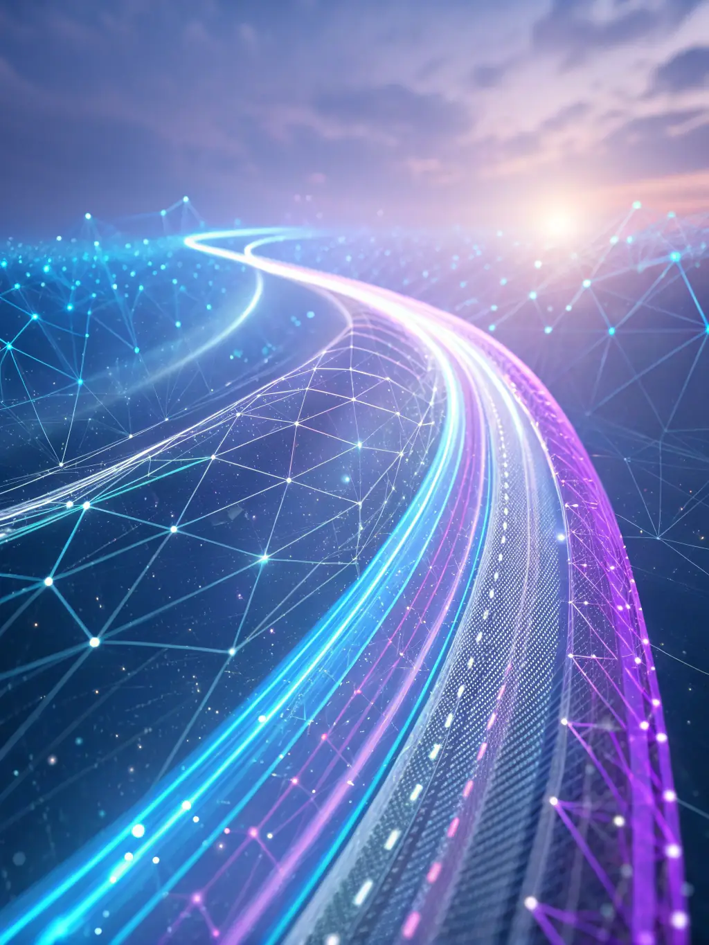 An abstract image representing automated processes, with interconnected nodes and data flows, symbolizing the efficiency and intelligence of automation services.