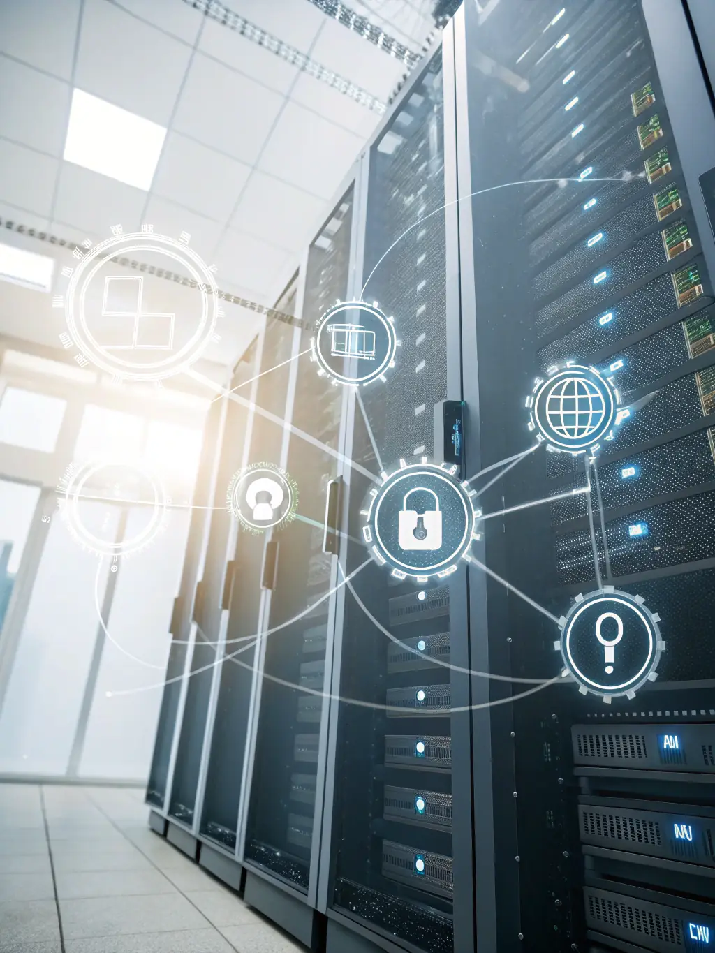 A visual representation of a secure network, with firewalls and encryption symbols, emphasizing the importance of cybersecurity in all technology solutions.