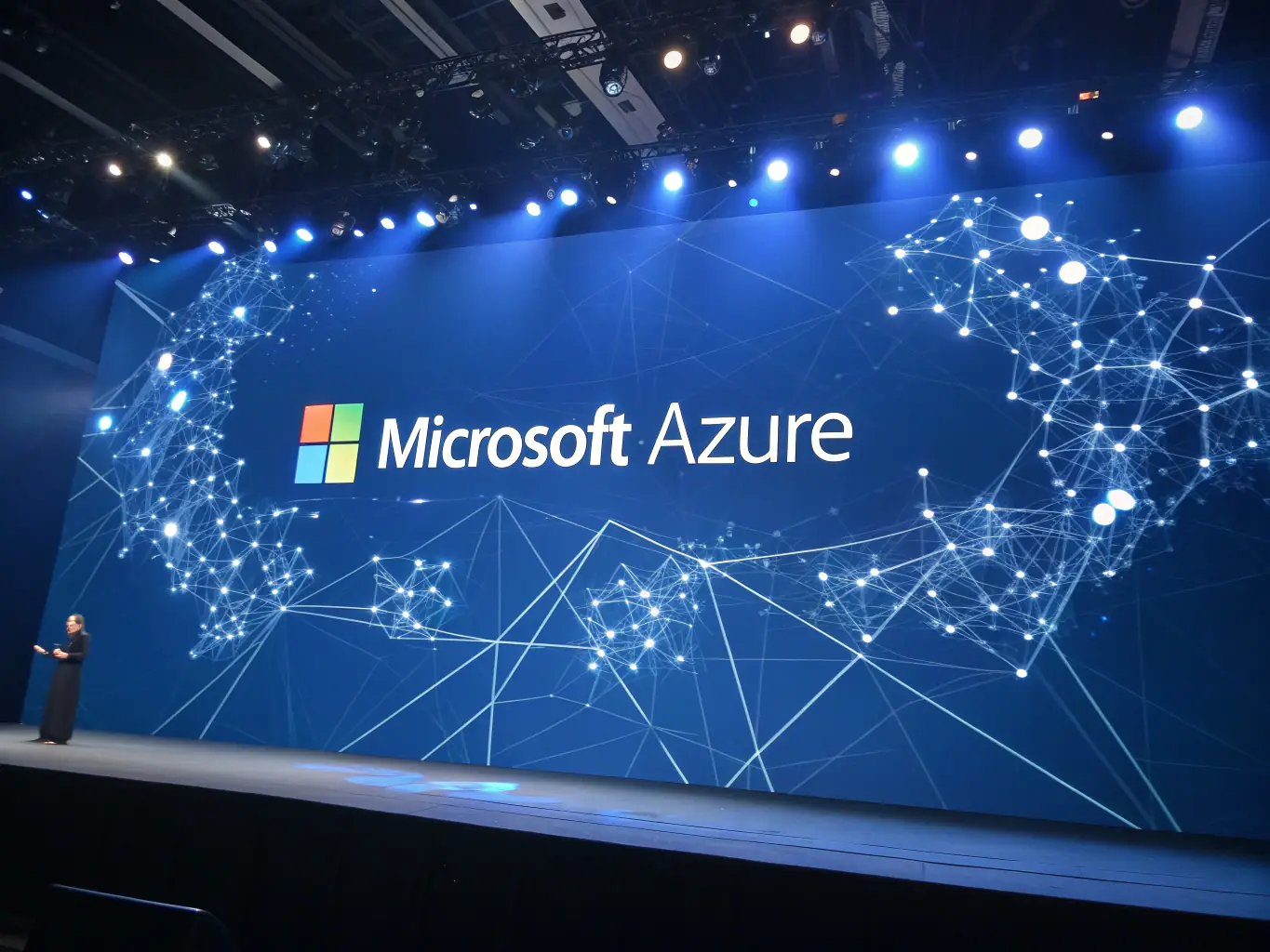 A graphic illustration of Microsoft Azure's cloud platform, emphasizing its integration capabilities and enterprise-grade security features for Praise Consulting's clients.